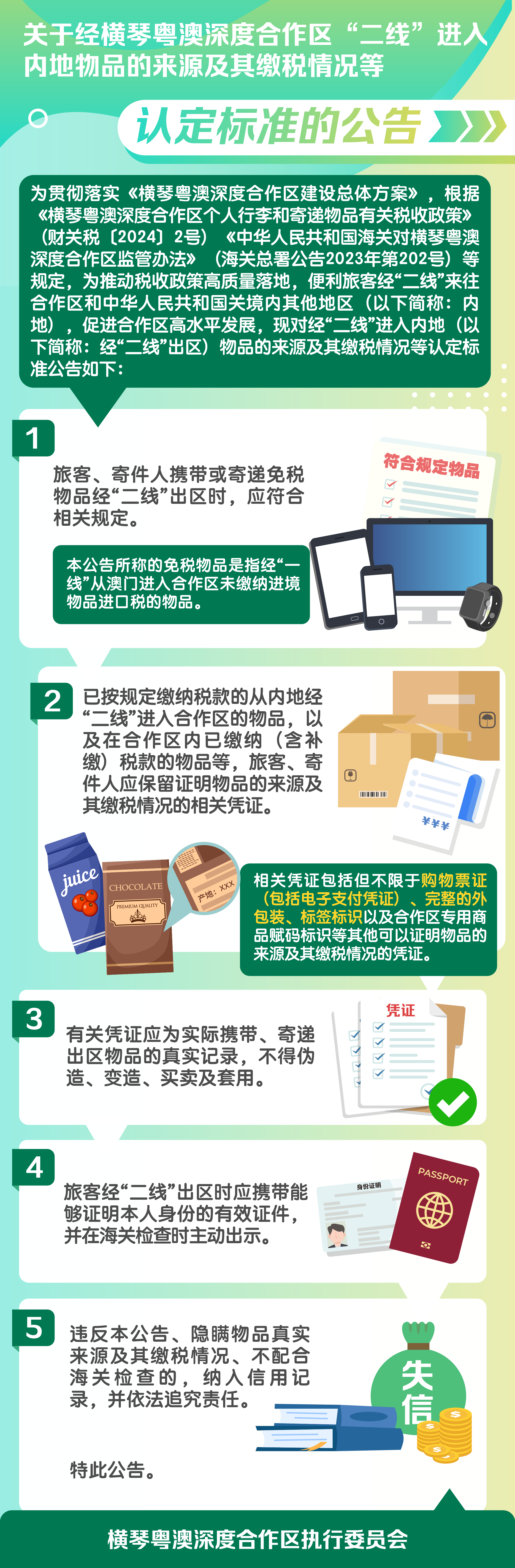 关于经横琴粤澳深度合作区“二线”进入内地物品的来源及其缴税情况等认定标准的公告.png