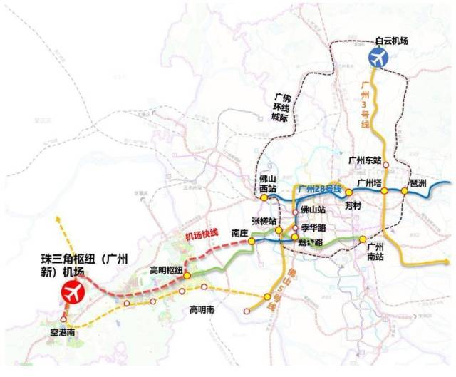 新机场规划城市轨道交通示意图
