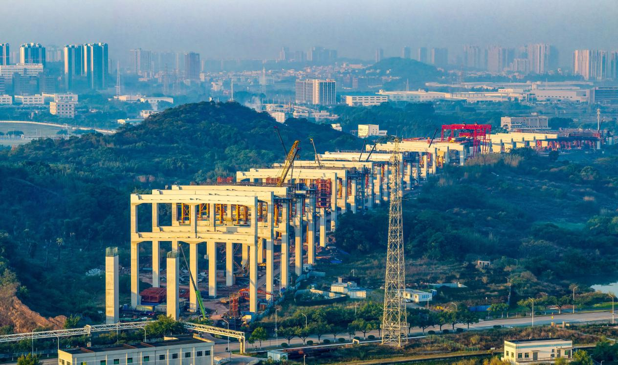 狮子洋通道建设现场