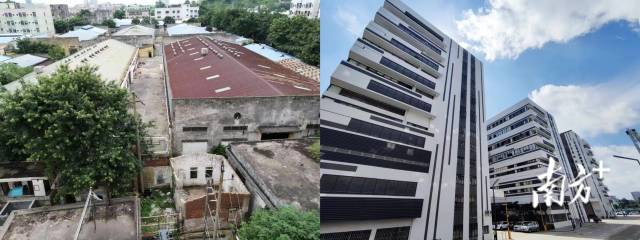 中山市小榄镇永宁社区华中路工业园改造前后对比。资料图片