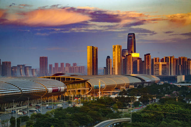 广州琶洲美丽夕阳。