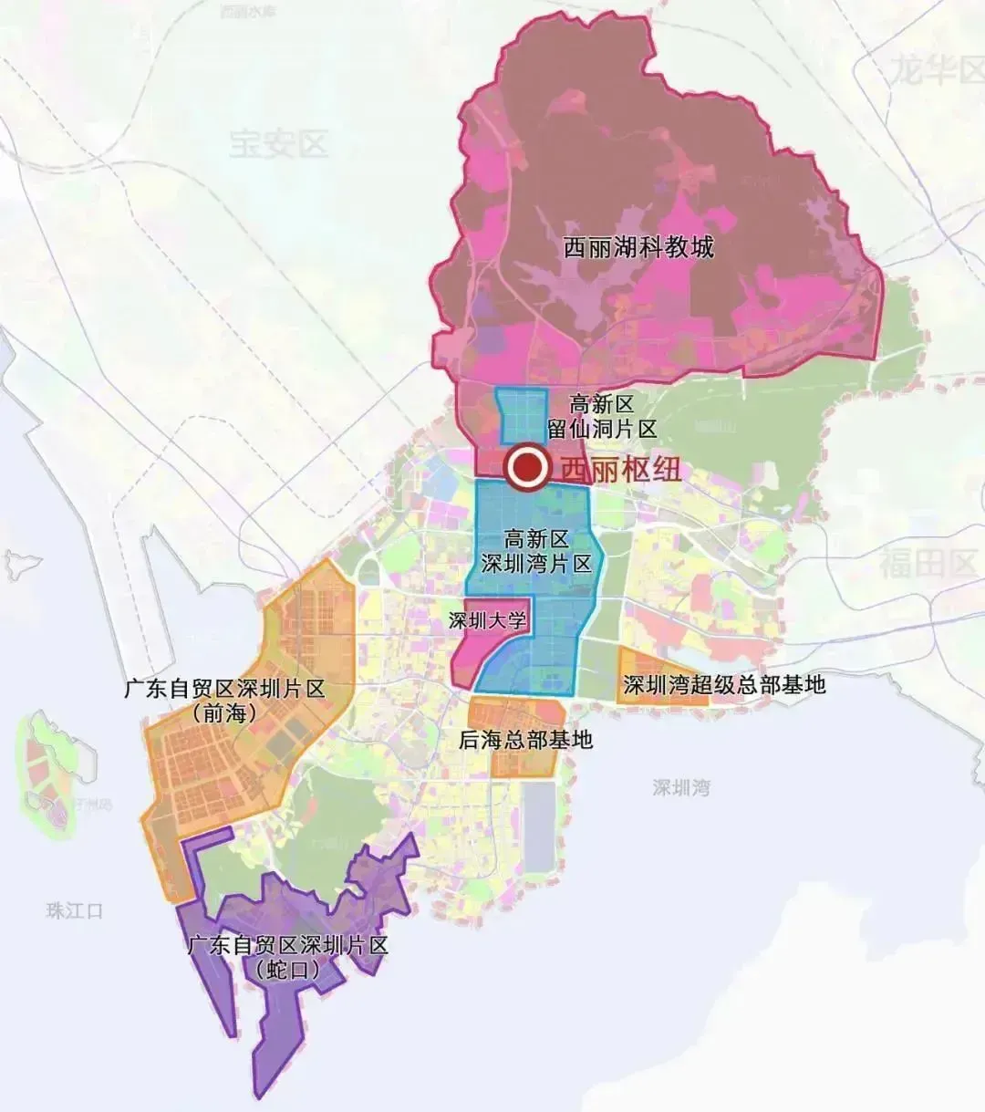 西丽高铁枢纽区域位置图。图源：深圳市规划和自然资源局