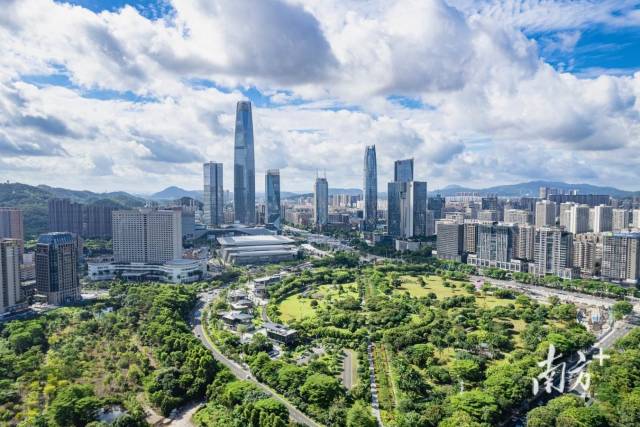 东莞市中心航拍。