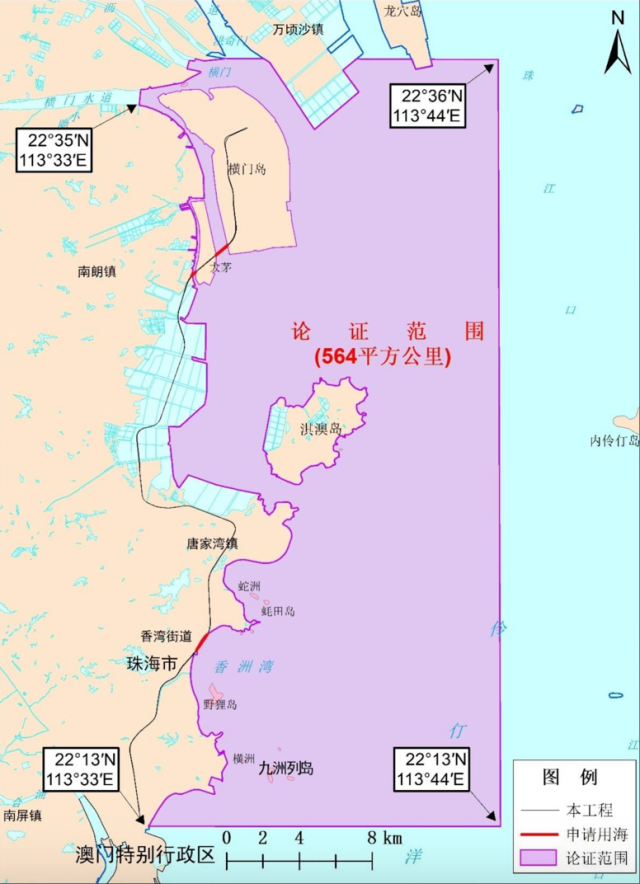 南沙至珠海（中山）城际香山至拱北段工程线路图。